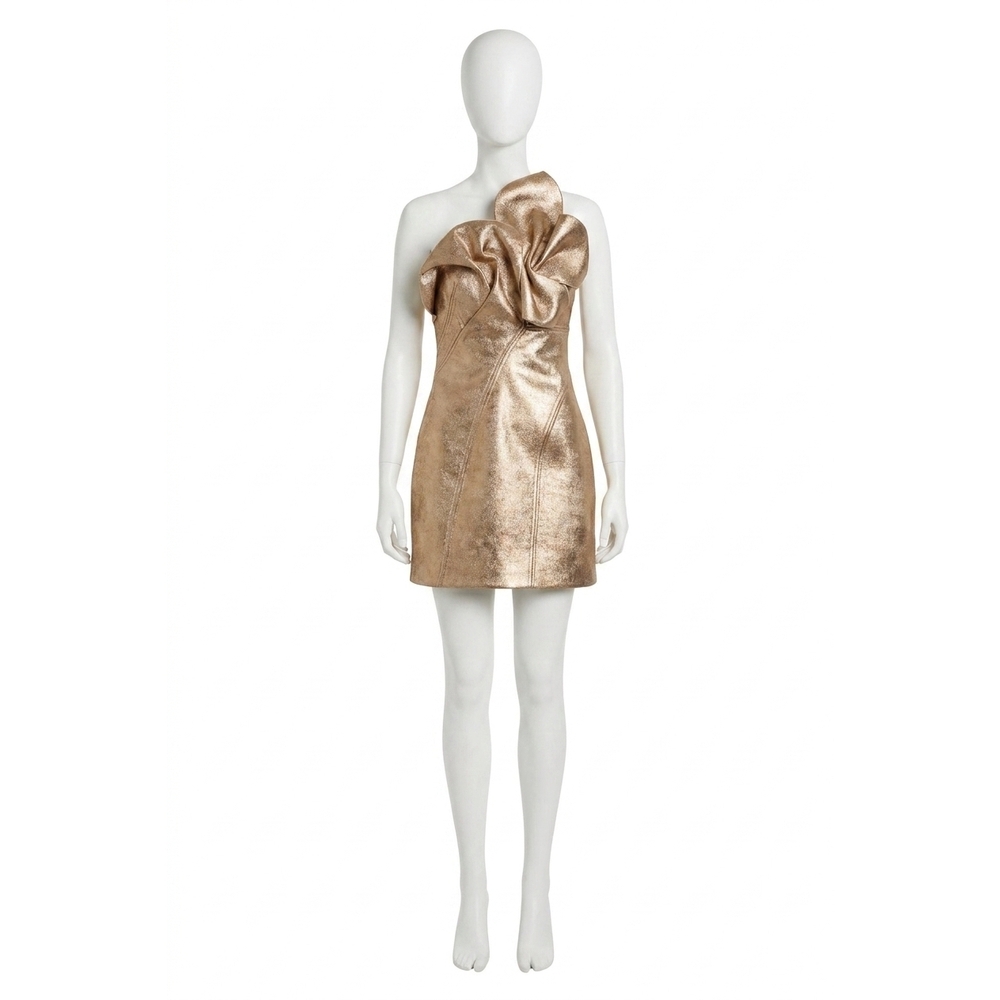 NEW ACLER fin wood mini dress in gold